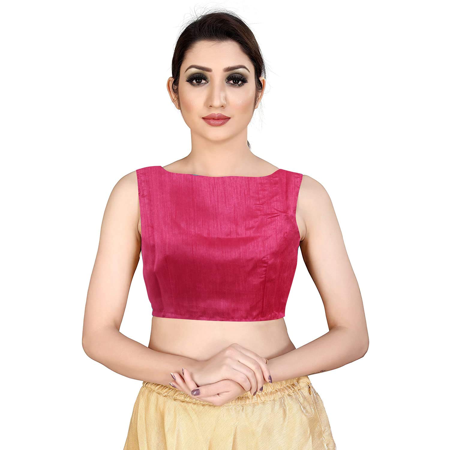 fressia fabrics Women's Cotton Silk Black Saree Blouse-picture-9