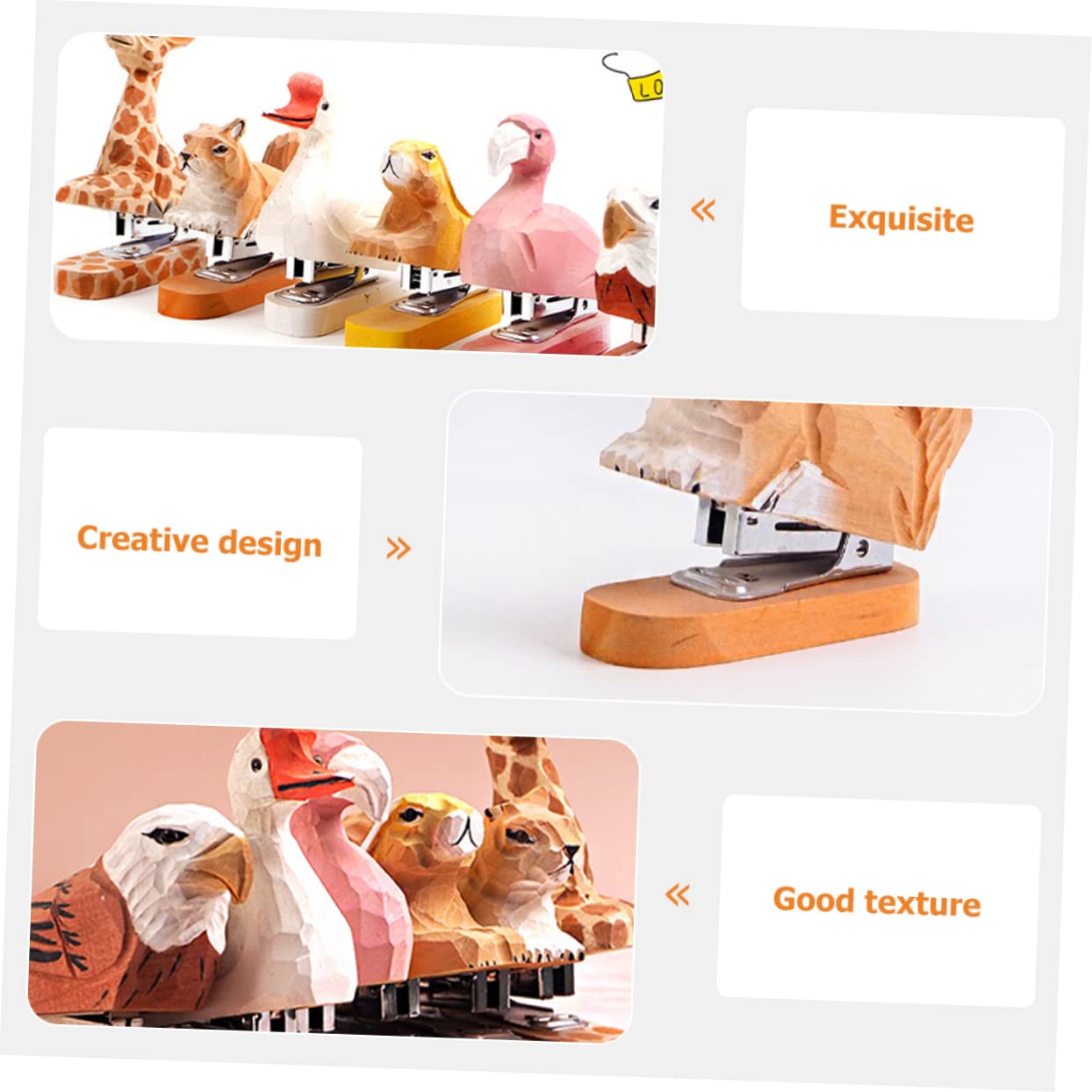 3stücke Holz-squirrel-heftgerät Kreative Holzschnitzerei Für Schreibtisch Niedliches Tier- Praktische Büro-schreibwaren Für Schule Und Büro