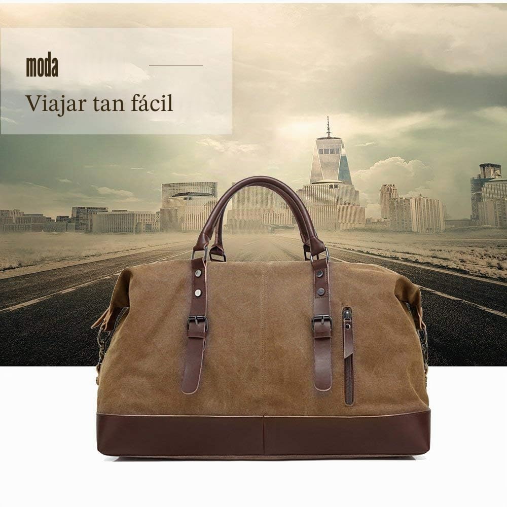 Bolsa de viaje de fin de semana, multifunción, bolso de mano, bolso de hombro para fin de semana, de lona, piel sintética, retro, bolsa de deporte, bolsa de viaje, bolso de lona, unisex, holdall,
