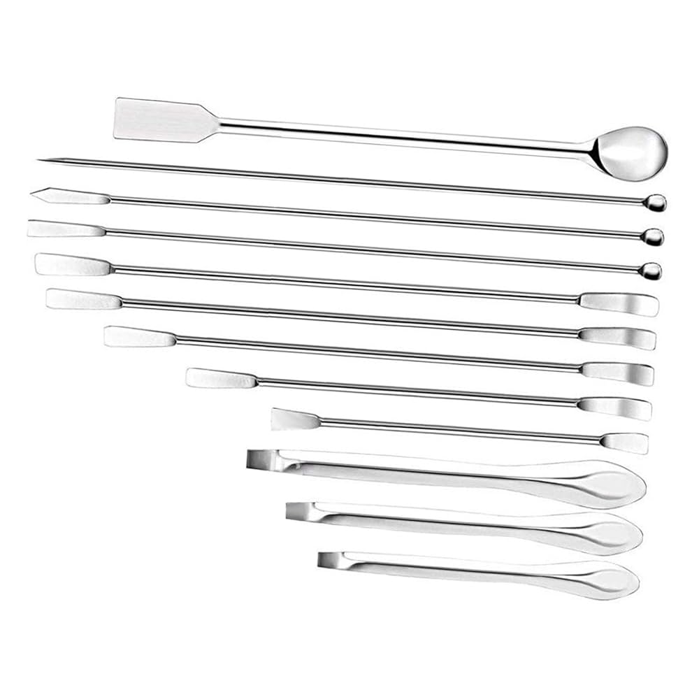 12 Pcs Lab Spatula, Stainless Steel Laboratory Measuring Spoon, Long
