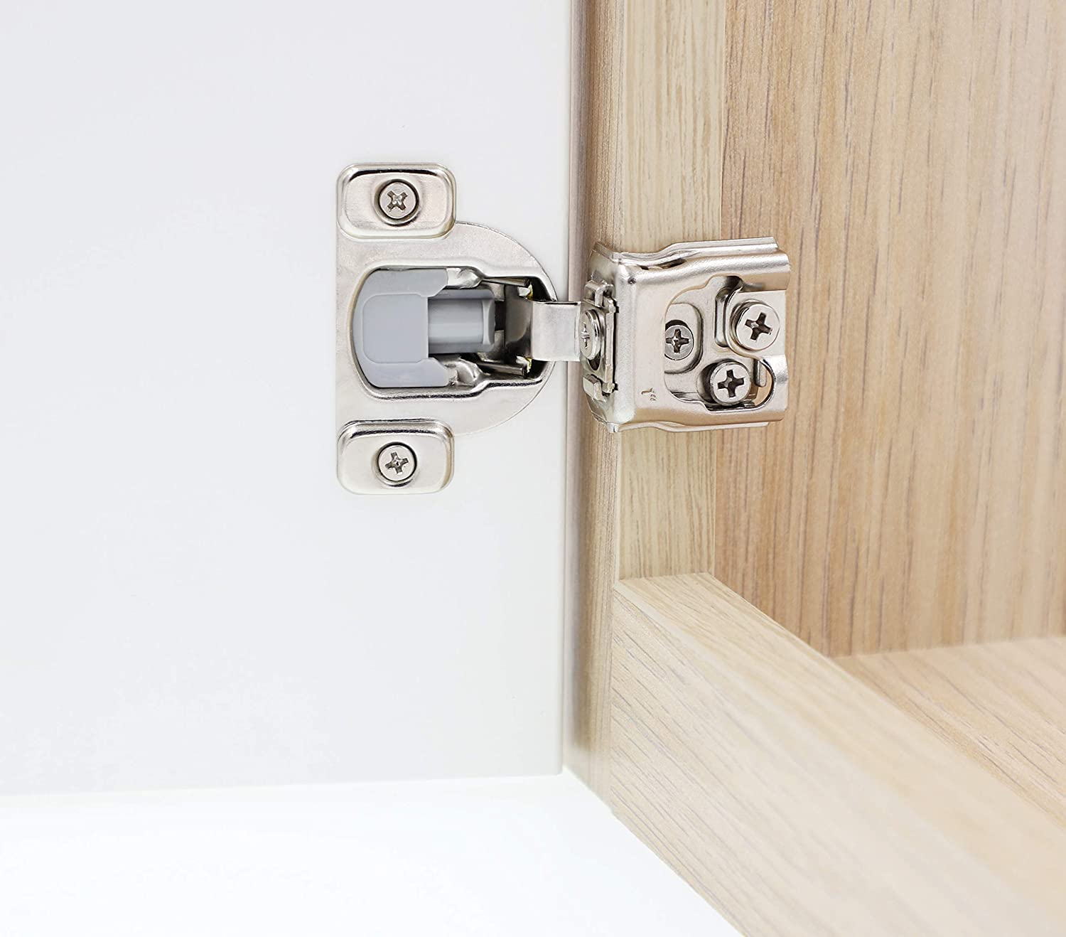 DecoBasics 50 Pack 1" Overlay Soft Close Cabinet Hinges for Kitchen Cabinets - Satin Nickel Self Closing Kitchen Cabinet Hinges Concealed with Built-in Soft Close Hinges Damper -3 Way Adjustability