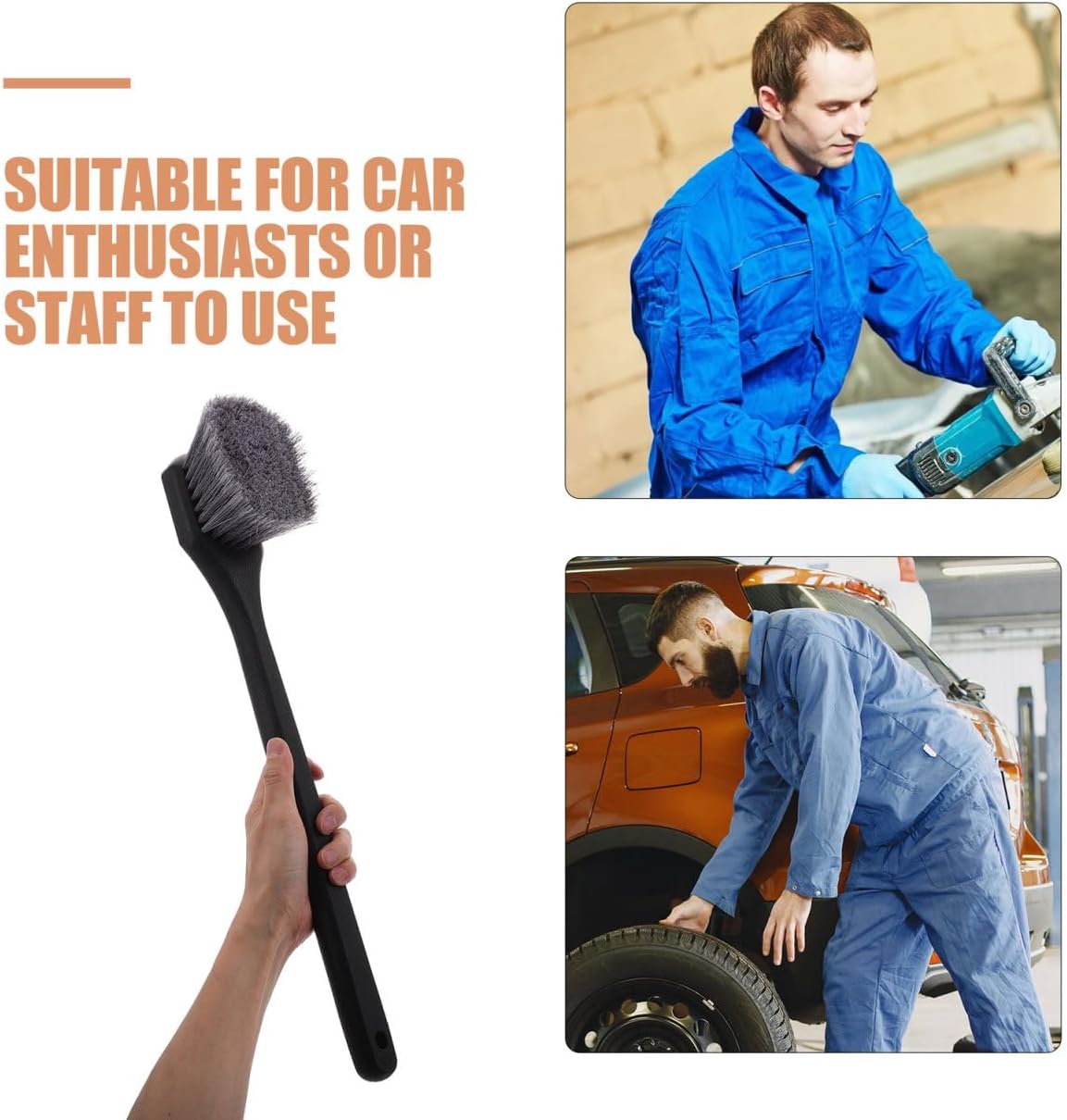 Cabilock Car Wheel Cleaning Brush with Long Handle Multifunctional Auto Tire and Hub Scrubber for Efficient Exterior Car Care and Detailing