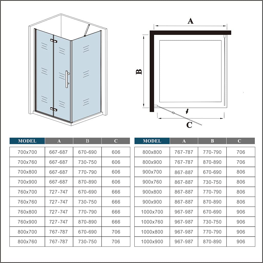 Scatola Doccia Pieghevole Laterale Fissa Vetro 6mm e Barra 100x90x185cm