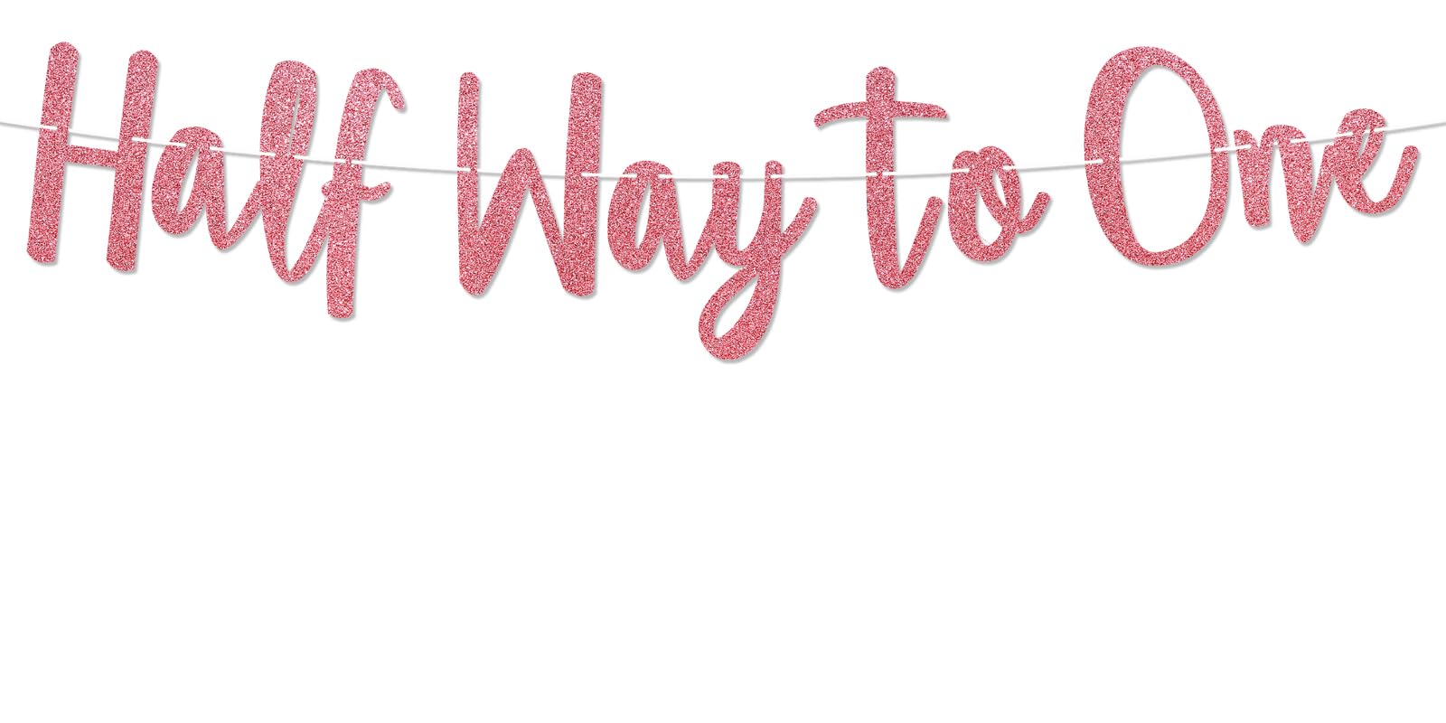 Nesinpa Half Way to One Banner, Baby's 6 Months Birthday Decorations, 6 Months of Love Bunting Banner, Happy 1/2 Birthday Decorations, Baby Shower Party Decor Rose GoldGlitter