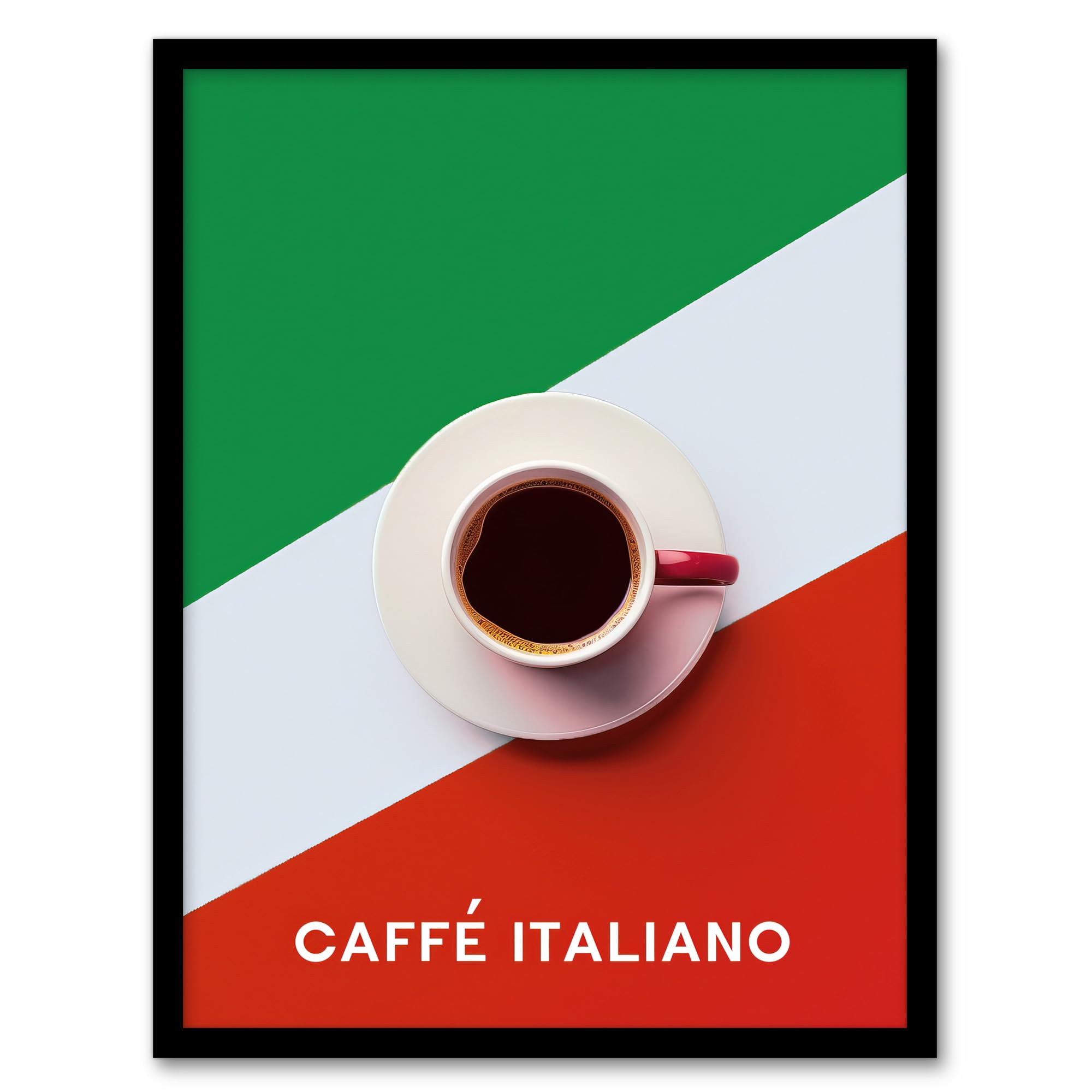 Artery8 Italian Coffee Cup Aerial View Advert Design Kitchen Artwork Framed Wall Art Print A4