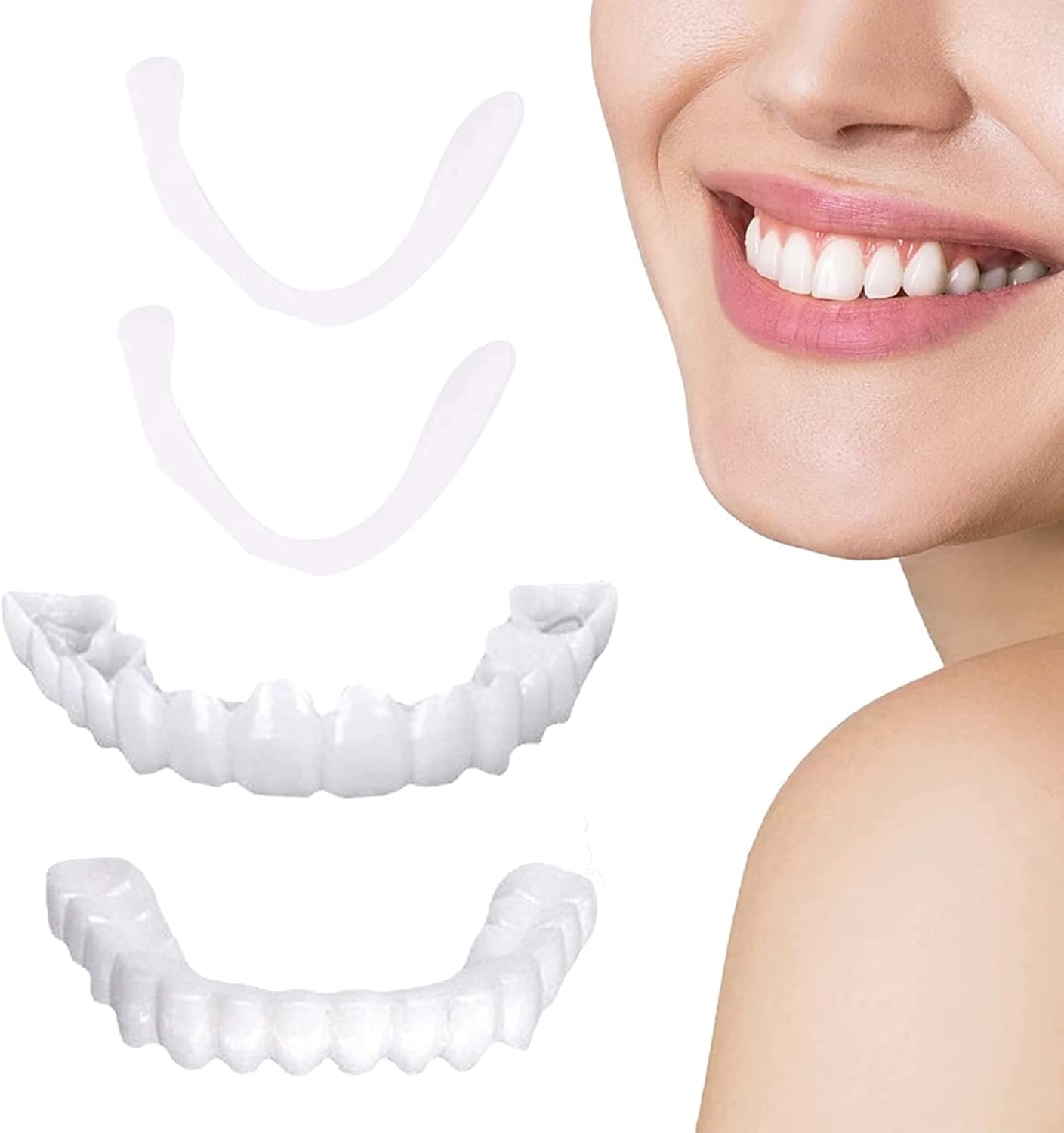 HKBTCH 2 Pairs Instant Veneers Dentures, Clip in Veneers Teeth for