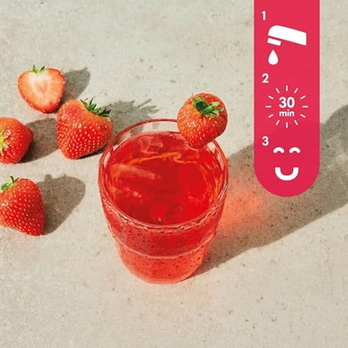 Pineut® Wasser mit Geschmack - Tafelwasser Erdbeere und Hibiskus - Glasbehälter mit Deckel - Waterdrop (Alternative) - Nachfüll-Pineut Wasserkrug - Originelles Geschenk - Frisch & Gesellig genießen.