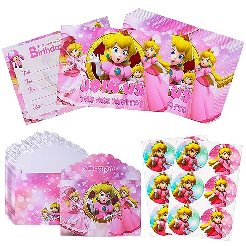 36PCS Princess Peach Biglietti d'invito compleanno...
