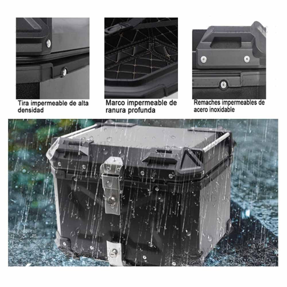 Baúl Superior de Aluminio para Motocicleta, 36 L, 45 L, 55 L, Caja Trasera para Motocicleta, Almacenamiento para Maletero con Cerradura de Seguridad, Caja Superior Impermeable para motocicle