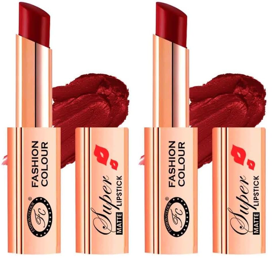 Image of Fashion Colour Waterproof and Long Wearing Premium Super Matte Lipstick, For Glamorous Look, 4g (Shade 11 (Pretty Plum)) (Pack of 2)