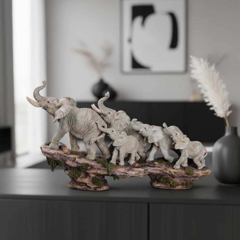 Comfy Hour Our Cute Elephant Friends Collection, Figurine Statue Sculpture, Stone Resin (Elephant Family on Cliff) - Image 6