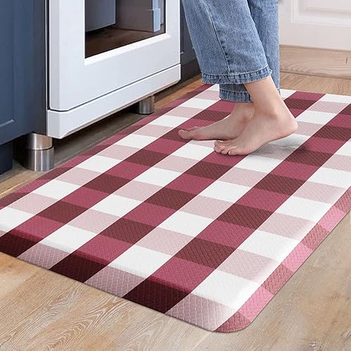 Carvapet Tapete de cocina de búfalo acolchado antifatiga cómodo, impermeable, antideslizante, tapete ergonómico de pie para el hogar, cocina,