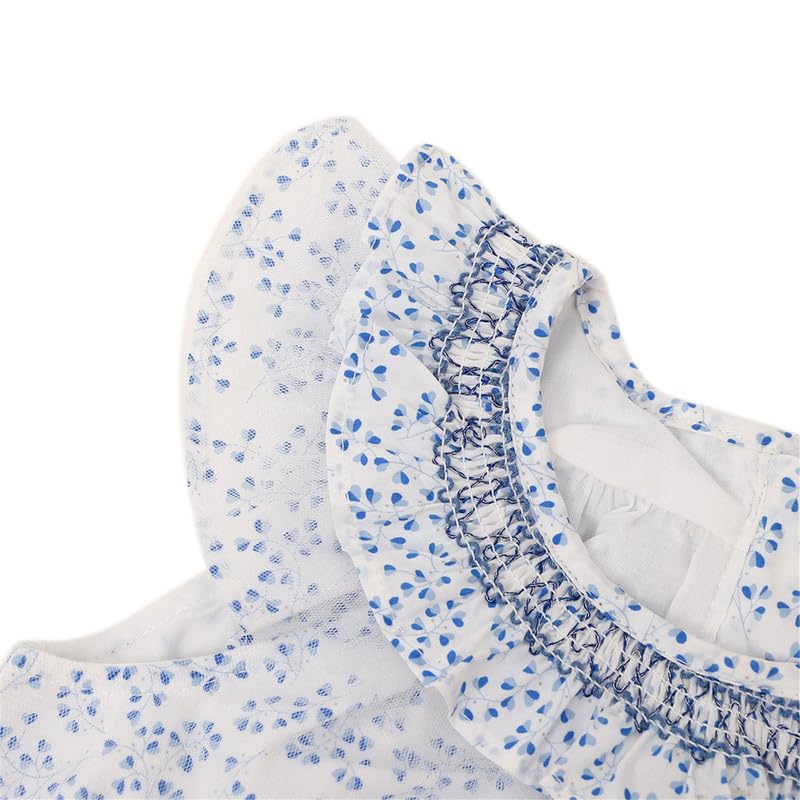 Tenna Teki Baby Girls Smocked Dress Bishop Style - Perfect for Spring and Summer Portraits Blue