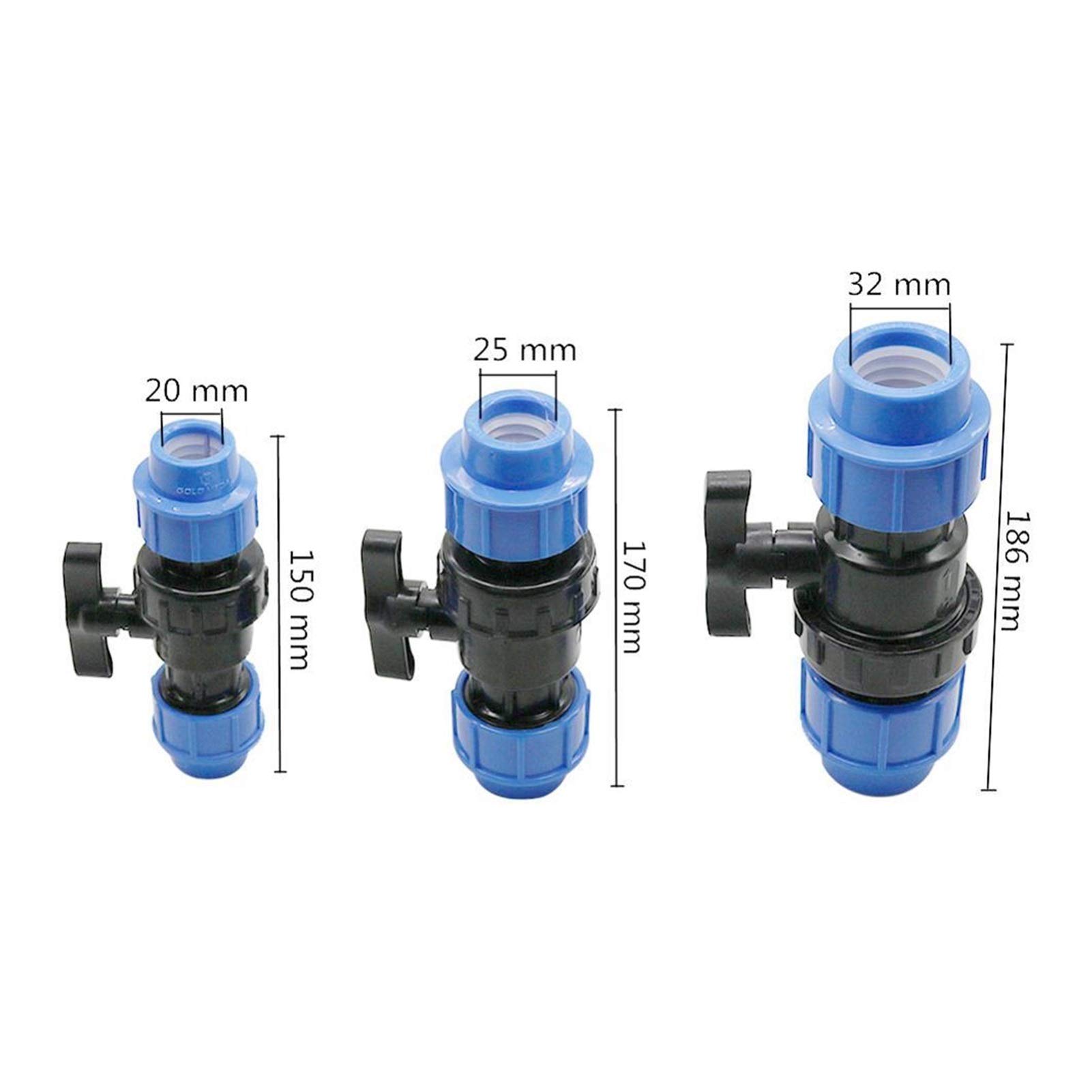 Válvula de bola Parada de agua fría y caliente 20 mm 25 mm 32 mm Interfaz de tubería Válvula de PE Decoración del hogar Accesorios de tuberías sanitarias Tubería de riego Interruptor de control de agu