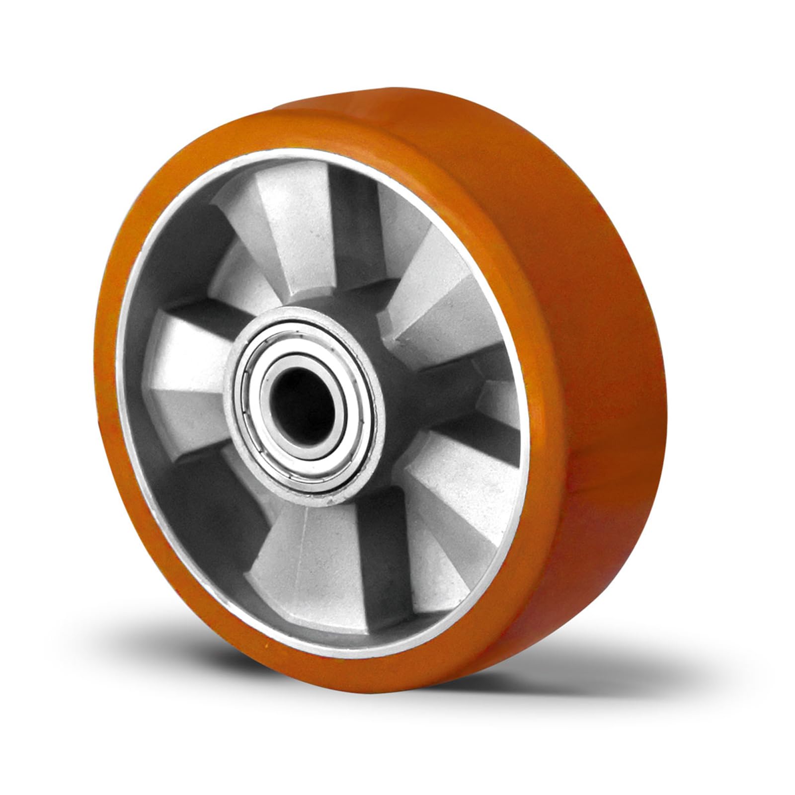 Roue intégrée fortes charges, jante aluminium, polyuréthane, diamètre 160 mm, double roulement à billes, charge dynamique 600 kg (roue intégrée)