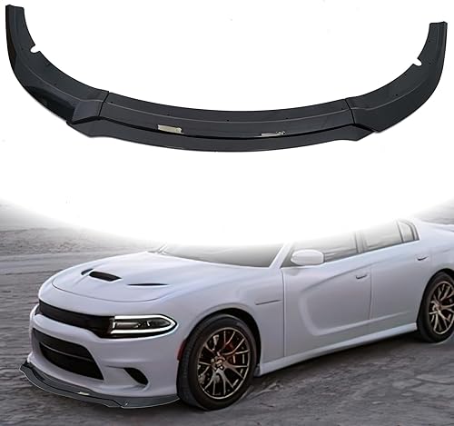 KETAI Borde de parachoques delantero compatible con Dodge Charger SRT GT-V 2015-2023 estilo ABS brillante negro divisor delantero protector inferior
