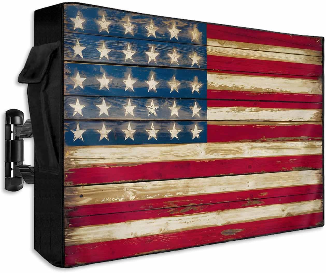 American Flag Outdoor TV Cover 68x42x4.5 in 600D