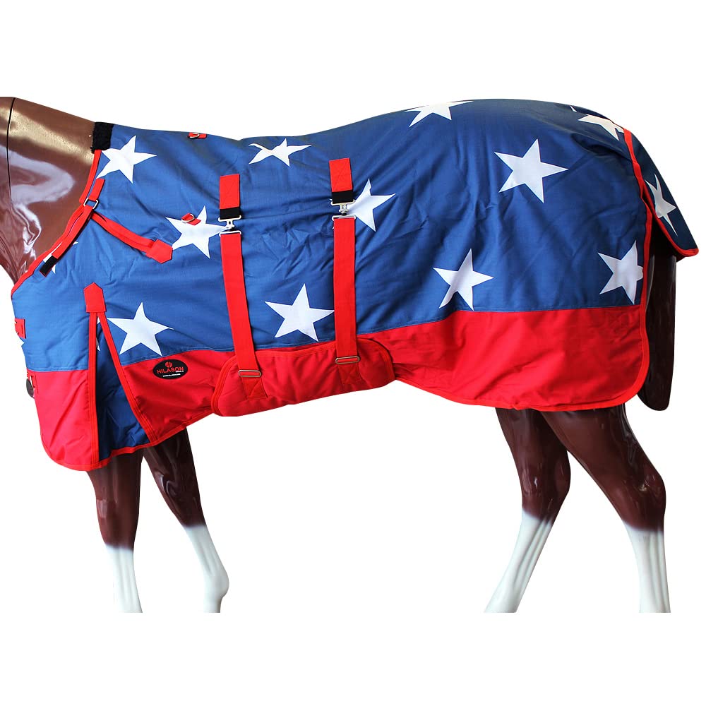 American Flag 72 in HILASON 1200D Winter Waterproof Poly Horse Turnout Blanket Belly Wrap