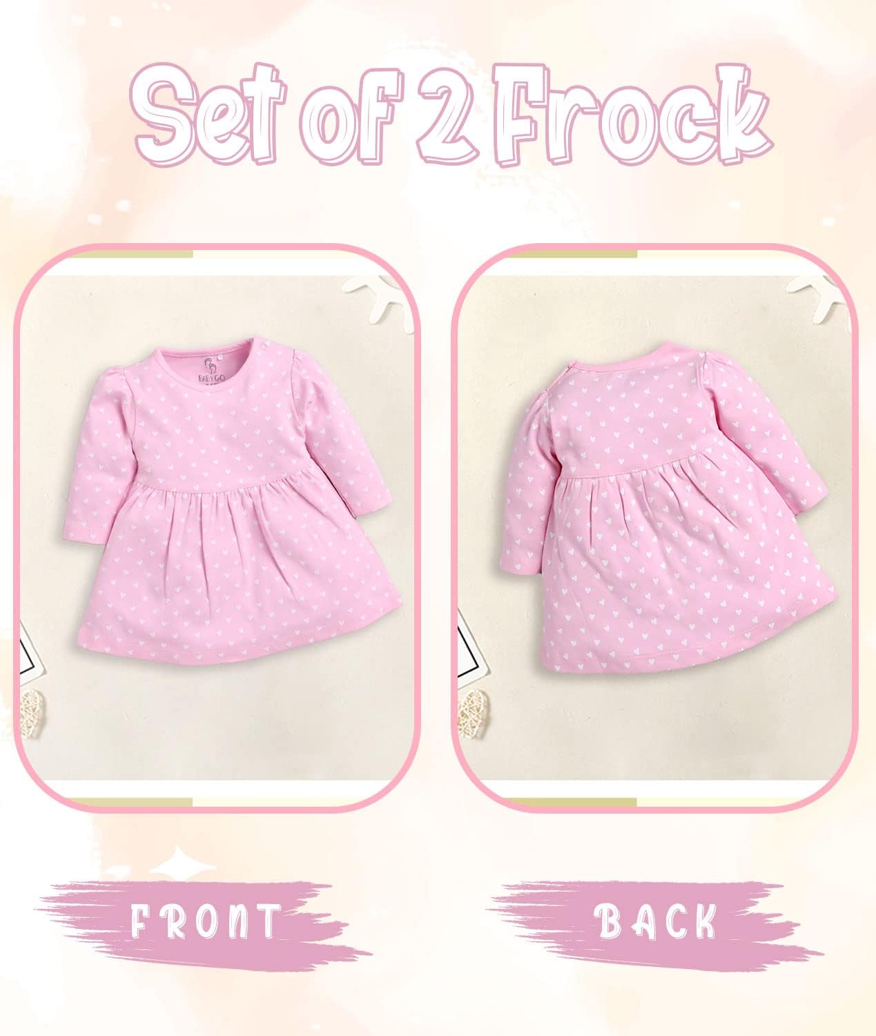 61xLieDF56L._AC_SL1500_ BABY GO Baby Girls Designer Set of 2 Frocks GOBS20-489-FROCK-PARENT Pink 3 to 6 Months