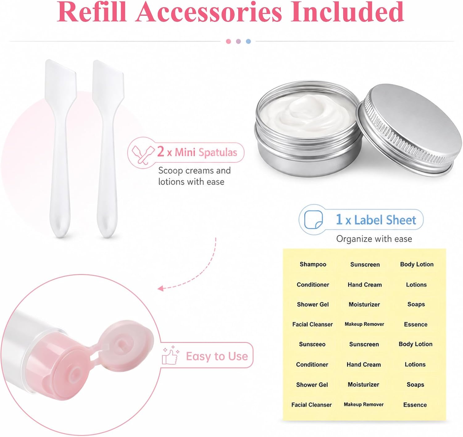 17 PCS Refillable Travel Bottles Set, 6 x 1.5 oz TSA Carry-On Tubes