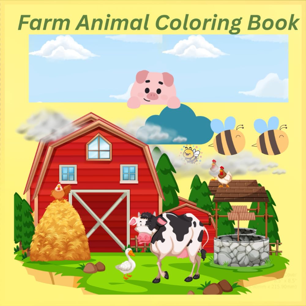 Cute and Fun Farm Animal Coloring Book For Kids: Educational Coloring pages with animals and alphabet letters for children ages 3-9.