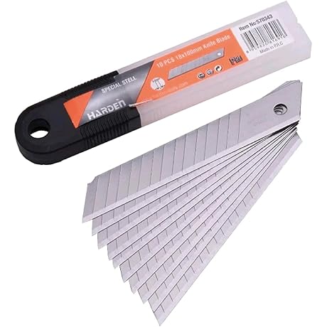Replacement Blades for Utility Knife: Edward Tools Razor Sharp 18mm Blades (Pack of 10)