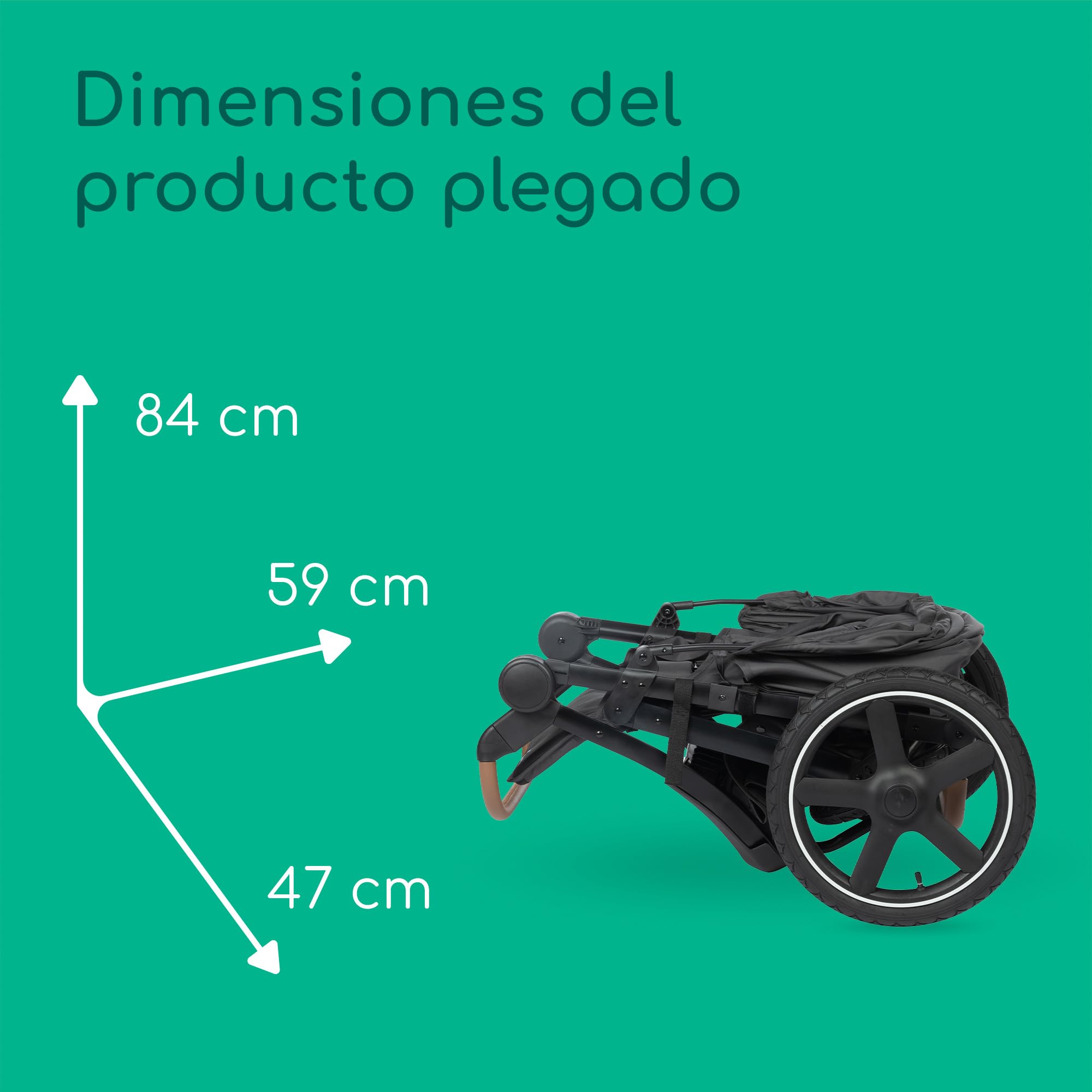 Bebeconfort Cloudy, Silla de paseo todoterreno, 0-4 años(máx.22 kg), Silla Paseo Bebe Reclinable, Plegado Rápido, 3 Grandes Ruedas, Manillar Ajustable, Amplia Cesta Almacenamiento, Mineral Graphite