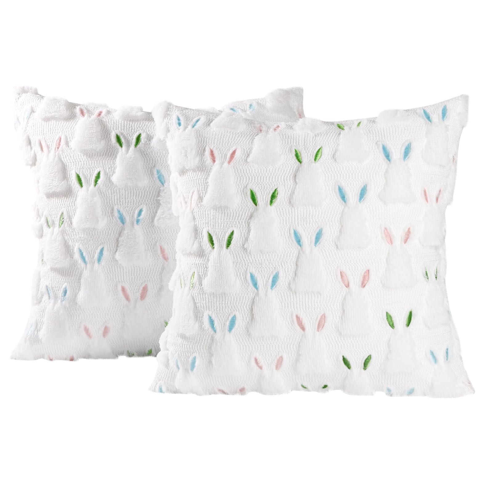 Kaeltsyn 2pcs Easter Print Pillow Cover Cotton Holiday Themed Decorative Pillowcases Washable Easter Pillow Case