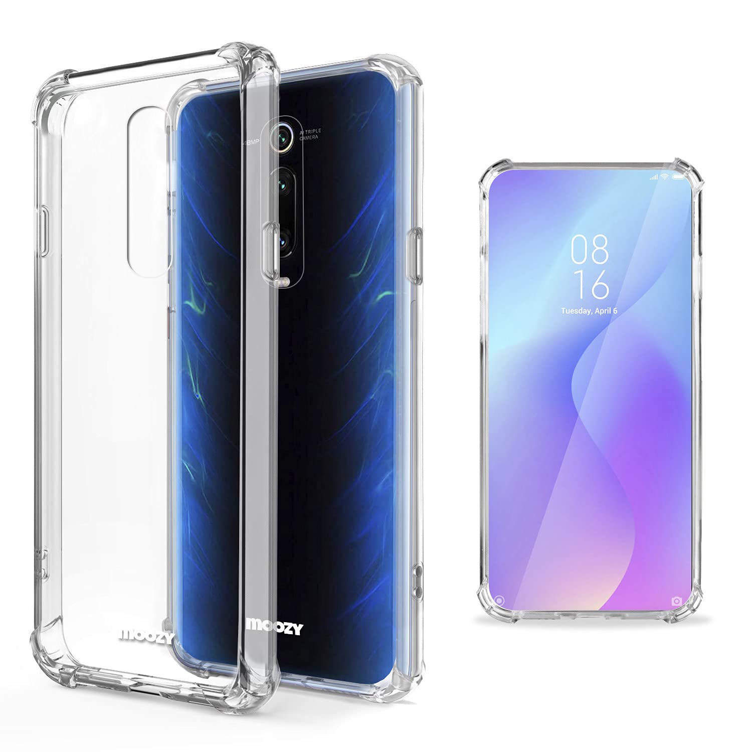 Moozy Shockproof Silicone Case for Xiaomi Mi 9T, Xiaomi Mi 9T Pro, Redmi K20, Transparent