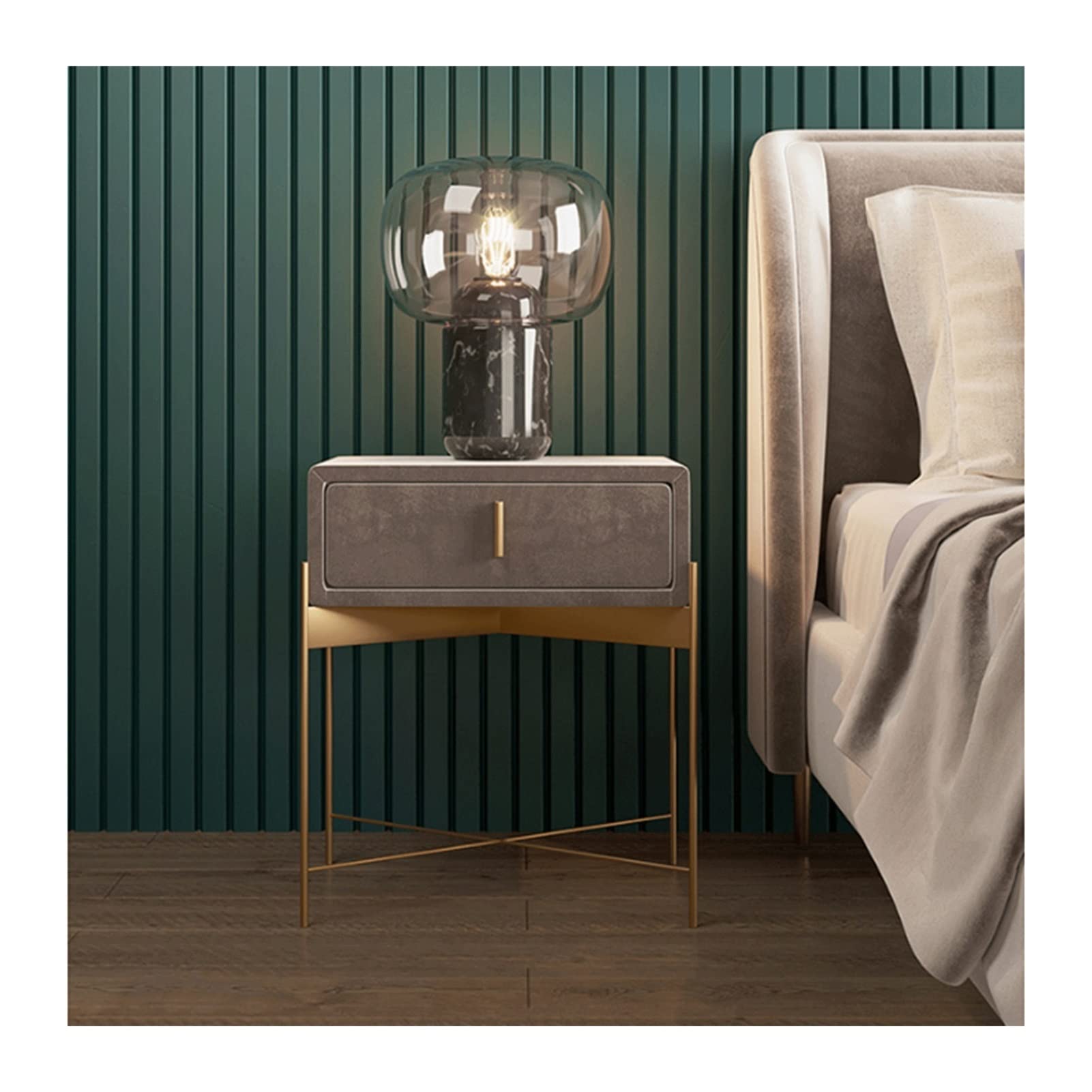 nachtschrank Kleinwohnung Nachttisch Schmiedeeisen Aufbewahrungsschrank Schlafzimmer Flanell Komplettes Einfaches Nachttischkabinett nachttische (Color : B)