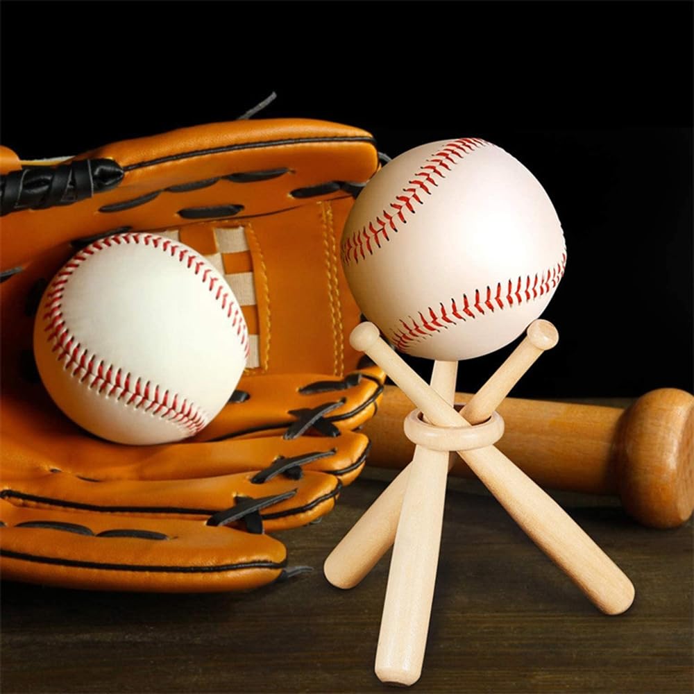 DONGKER Supporto per Baseball,2 Pezzi Porta per Sfera in Legno per Pallavolo Pallina da Golf Bowling Cimeli e Oggetti da Collezione