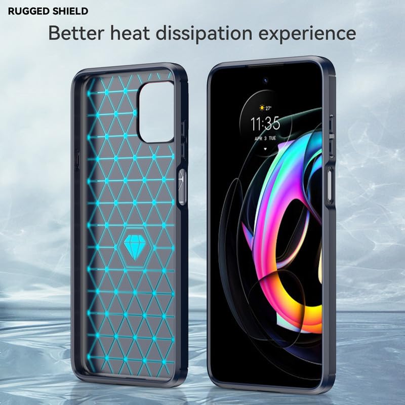 Image of Hybrid Carbon Fiber Back Case for Moto Edge 20 Lite (Blue) - Textured Design, Raised Lip, Slip Resistant, Matte Finish