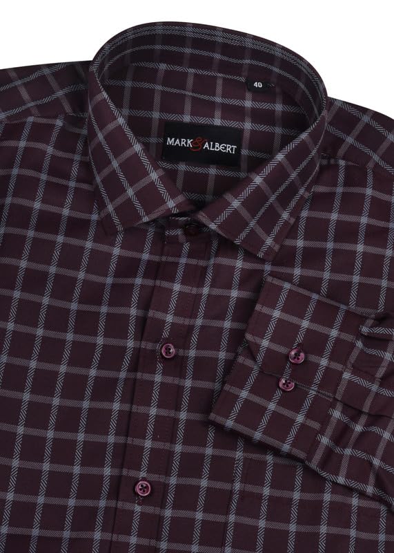 Image of MARK & ALBERT 100% Cotton Full Sleeves Regular Fit Formal Shirt for Men Blue