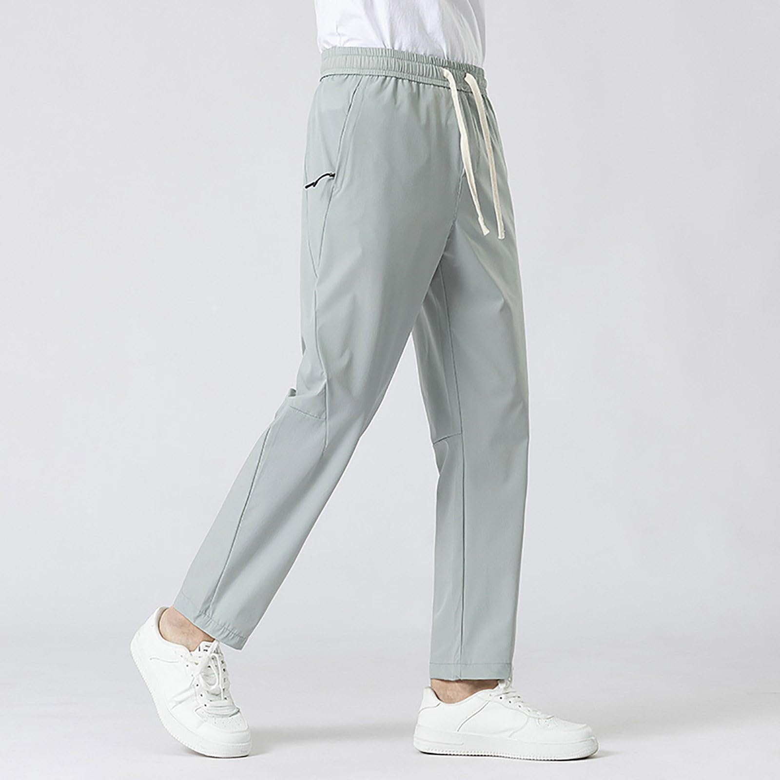 SRZYMJ Leinenhose Herren mit Taschen mit Kordelzug Sommerhose Lang Loose Fit Leicht Bequeme Stretch Dünne Hose