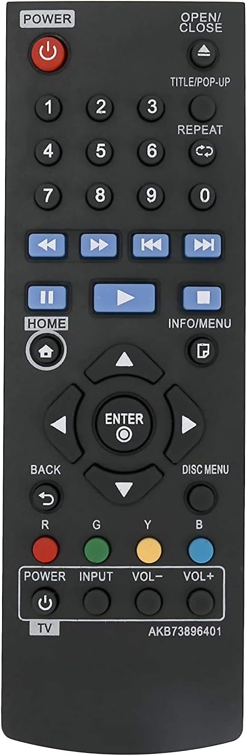 ALLIMITY AKB73896401 Remote Control Replaced for LG Blue-Ray Disc DVD Player BP250 BP135 BP240 BP300 BP335W BD640 BP135N BP135W BP145 BP155N BP200 BP325W BP335WN BP340 BP350 BP350N