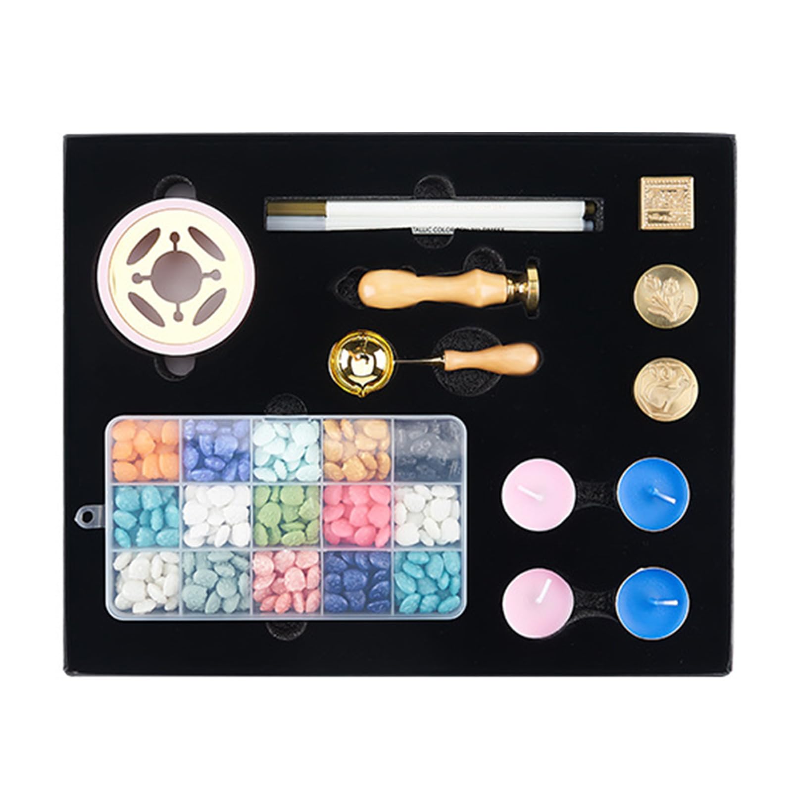 Kalttoy Sealing Waxes Set Waxes Seal Stamp Set with Seal Beads Stamp Sealing Warmer for Gift Envelope Craft Beads for Gift Envelopes