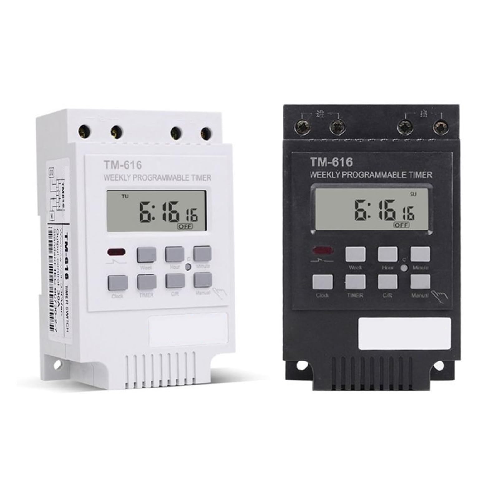 ZERVA Timer elettronico Digitale da 2 Pezzi, Controller relè programmabile settimanale 220V 30A (Size : White)