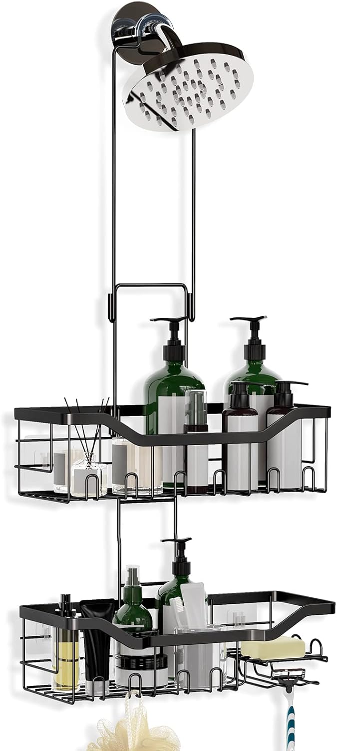 Joqixon Shower Caddy, UPGRADED Extended Length Shower Caddy Over Shower