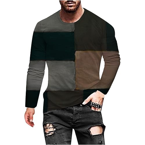 HONGJ Soldier Long Sleeve T-shirts for Mens, Fall Street Abstract Art Vintage Print Workout Athletics Crewneck Tee Tops