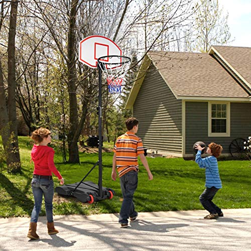 Gymax Basketball Hoop, 5.4Ft-7Ft Adjustable Basketball System With Shatterproof Backboard, Fillable Base, 2 Wheels, All Weather Portable Basketball Goal For Kids Teens Adults, Indoor Outdoor Gym #TOP6