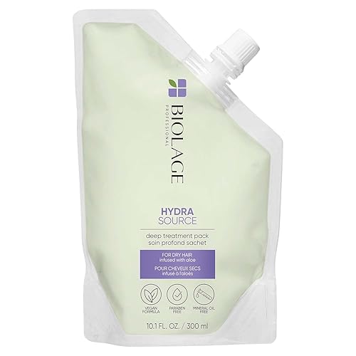 Biolage Hydra Source Deep Treatment Pack Moisturizing & Strengthening Hair Mask With Aloe For Dry, Damaged Hair Paraben Free Vegan Cruelty