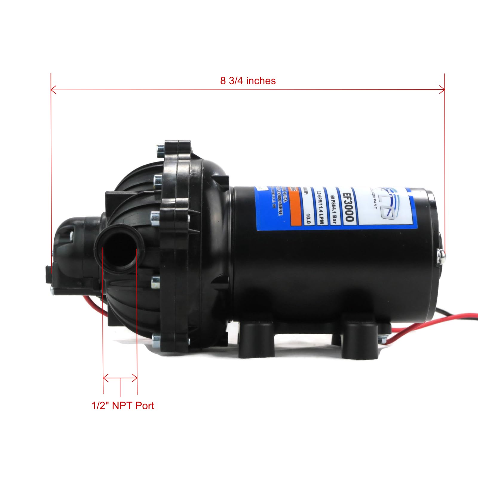 OEM | Everflo Pompe à membrane 3,0 GPM, 12 V, 60 PSI EF3000-BC, EF3000BC, 14190335