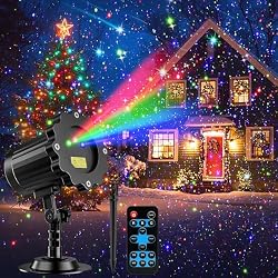 أضواء جهاز عرض عيد الميلاد بالليزر الأكثر سطوعًا في الهواء الطلق، مقاومة للماء RGB 3 ألوان جيبسوفيلا وميض متحرك زينة عيد الميلاد عرض ضوء النجوم، زخارف ضوء العطلات للفناء/المنزل/الحديقة/الحفلة