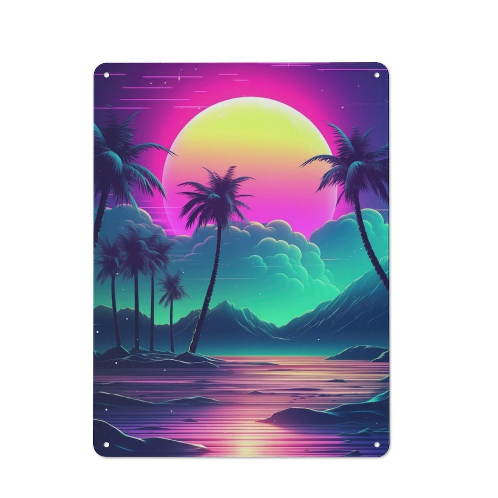 Junmoney Abstract Synthwave Cosmos Vintage Tin Sign 40X30cm With For Café Or Restaurant, For Kitchen, Dining Room And Home Bar Wall Decor