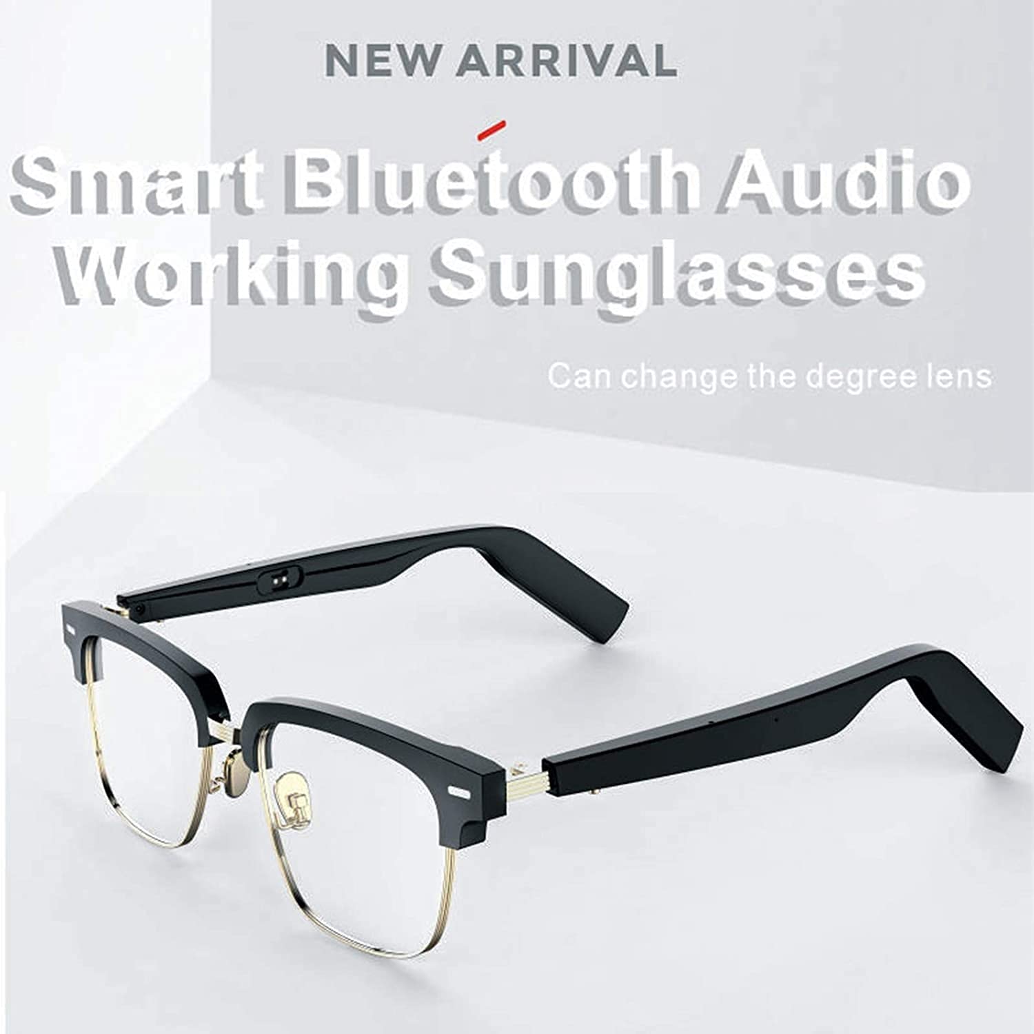 Lunettes de Soleil Audio avec écouteurs d'oreille Ouverts, Noir avec connectivité Bluetooth pour Hommes et Femmes