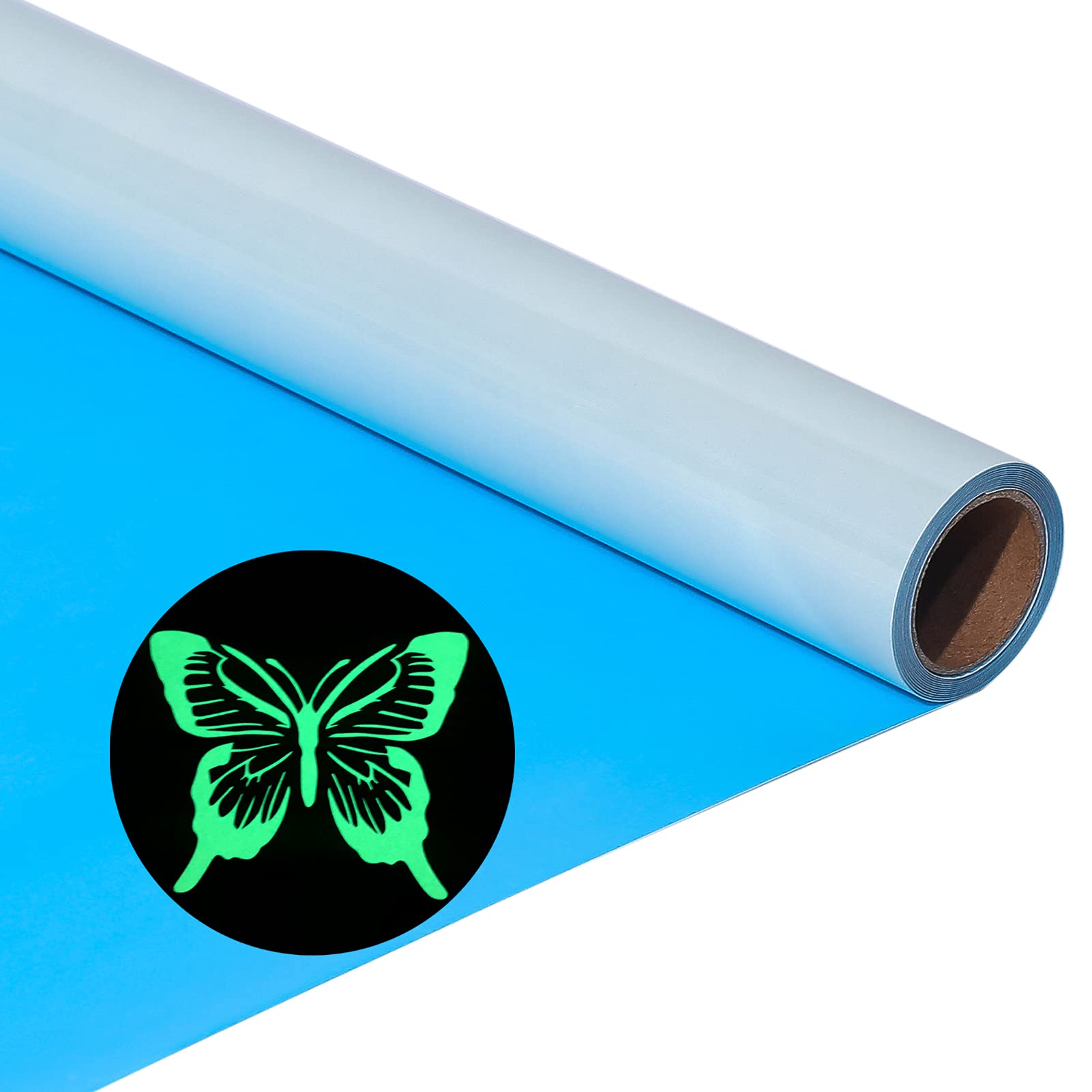 KEGUMINGXHeat Transfer Vinyl Glow in The Dark Htv Vinyl Rolls Iron-on Vinyl 12"x5' for T-Shirts DIY Design, Cricut & Silhouette Cameo for Heat Press Machine
