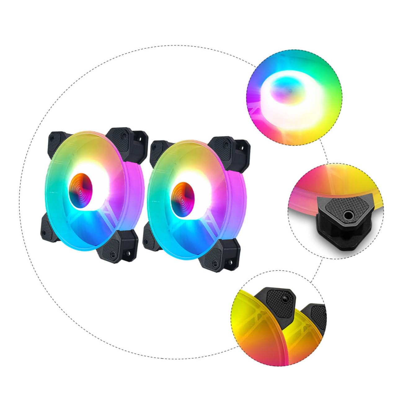 Artibetter 4piezas Ventiladores Rgb Para Pc Enfriadores De Caja Silenciosos De Luz Accesorios Para Ordenador De Escritorio