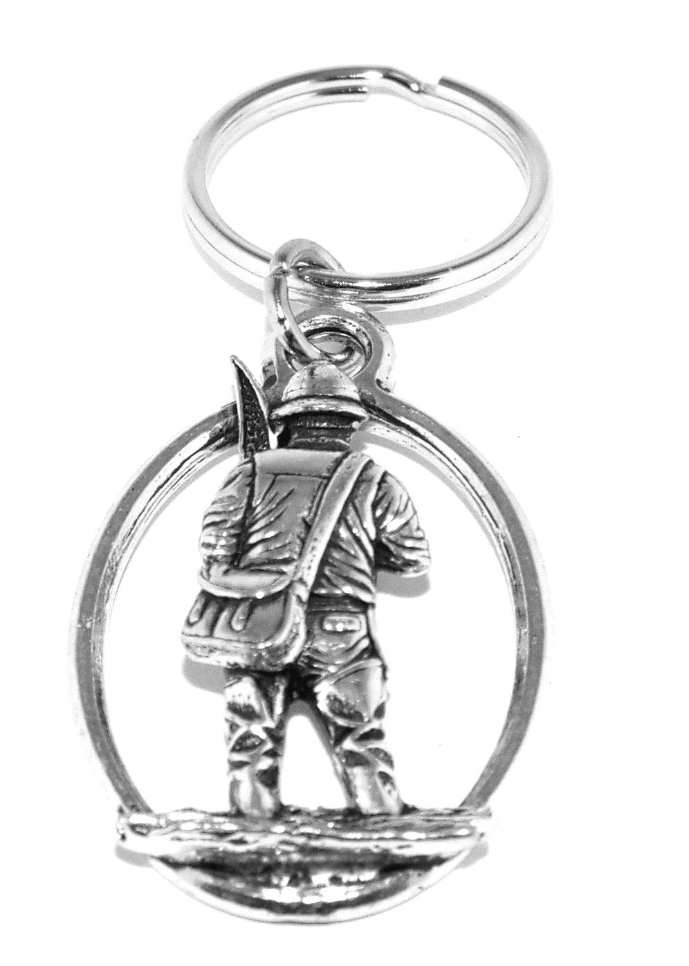 Silver Pewter Fisher Man Keyring (in a gift pouch)