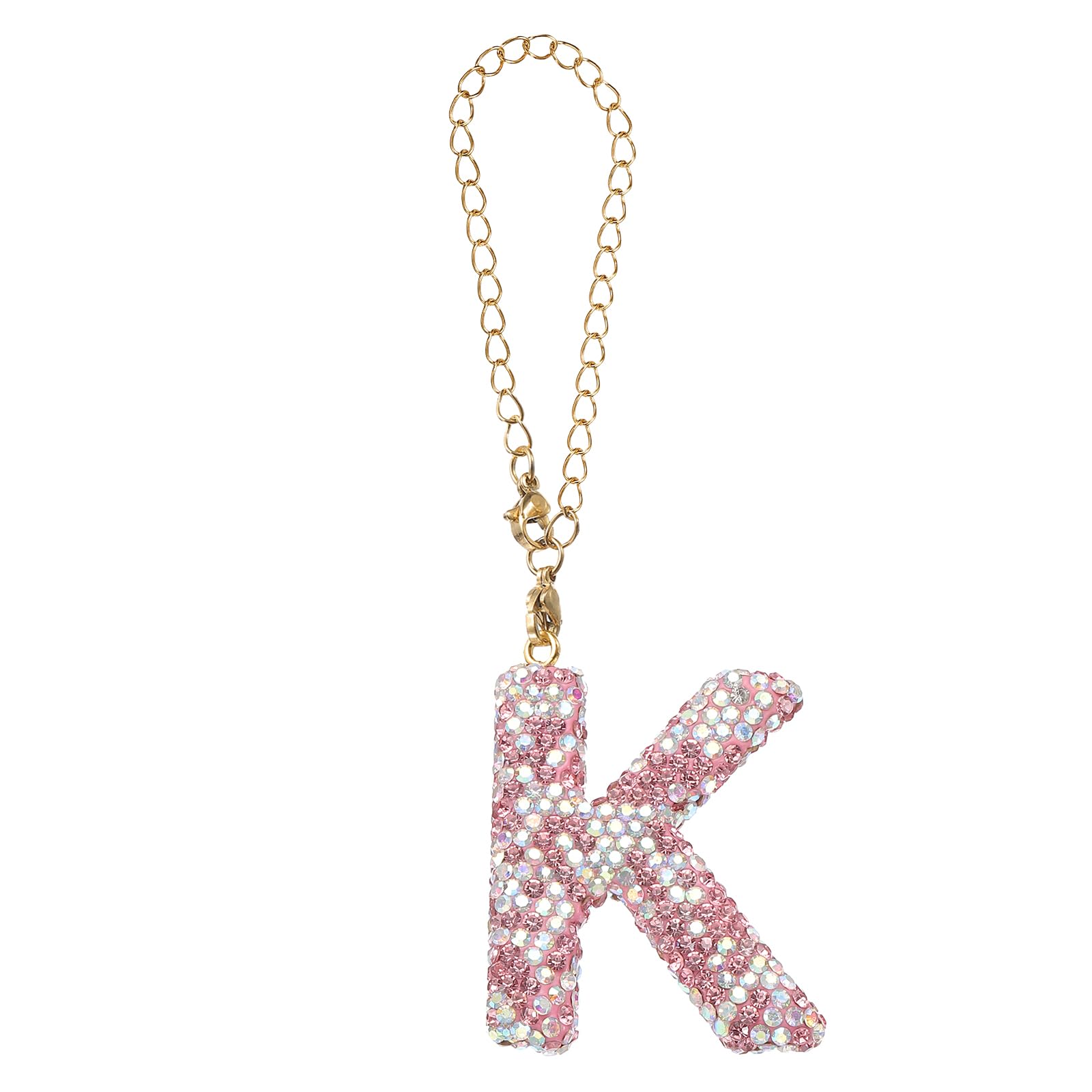 PATIKIL Letter Bag Charm, Bling Glitter Letter Charm Initial Letter Keychains for Woman Bag Accessories Backpack Tote Bag Cup DIY Crafts, Pink, K Shape