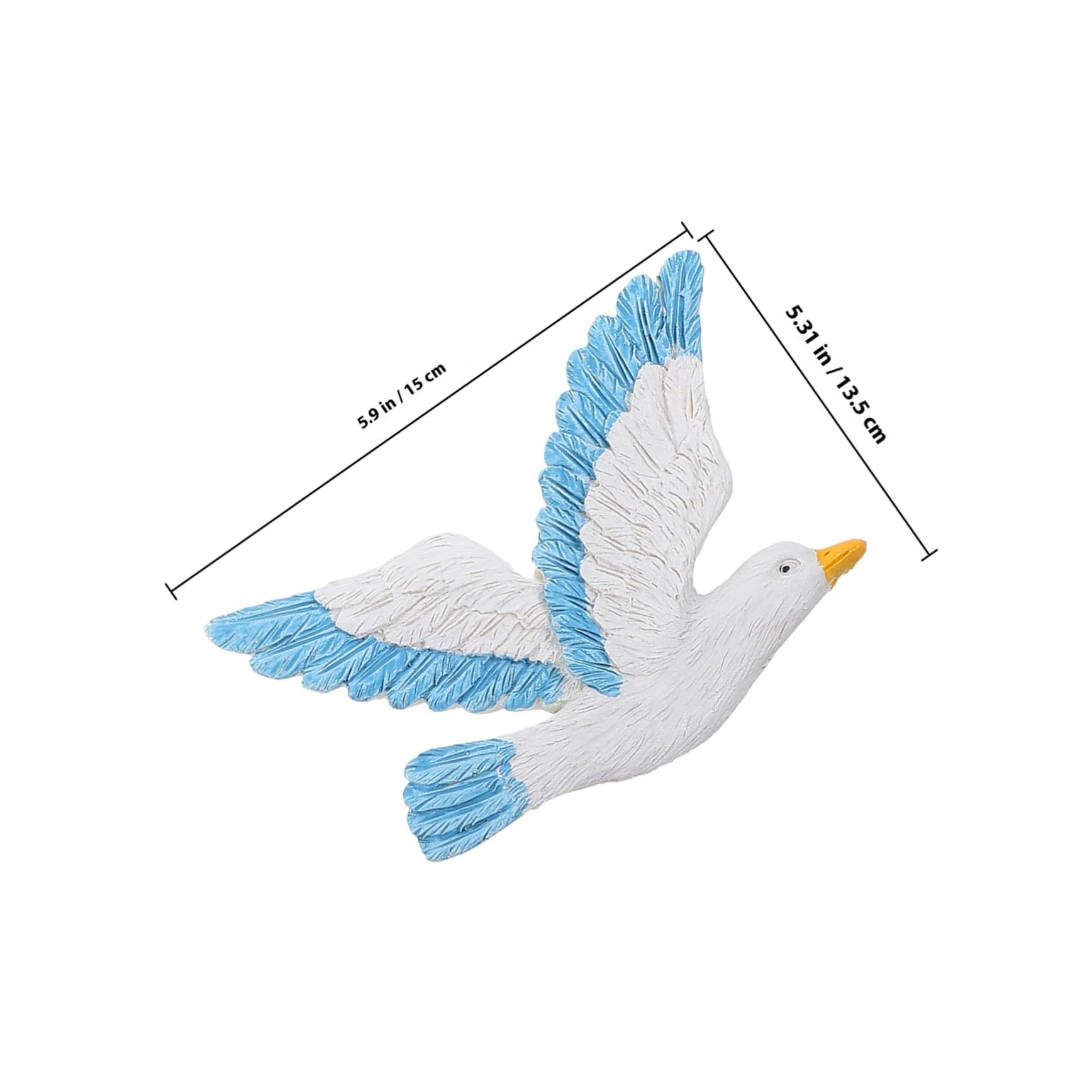 Baluue 3pezzi Gocce di Uccelli Appese Gabbiani in Resina Uccelli da Parete Ciondolo Decorativo per Casa Gabbiani di Appesi da Parete Appesi Blu Destra